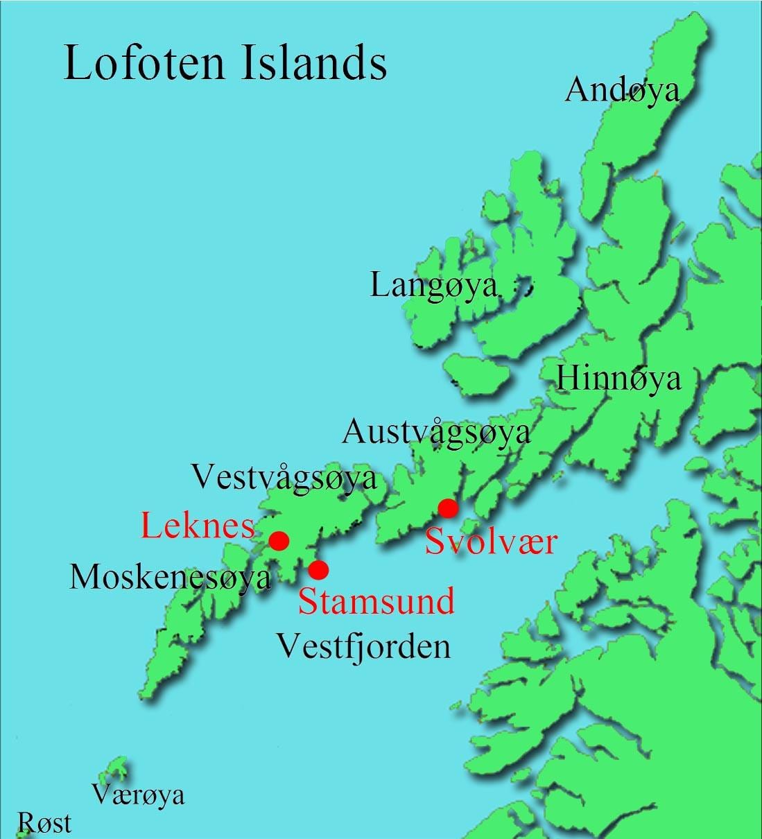 lofoten islands 지도 노르웨이
