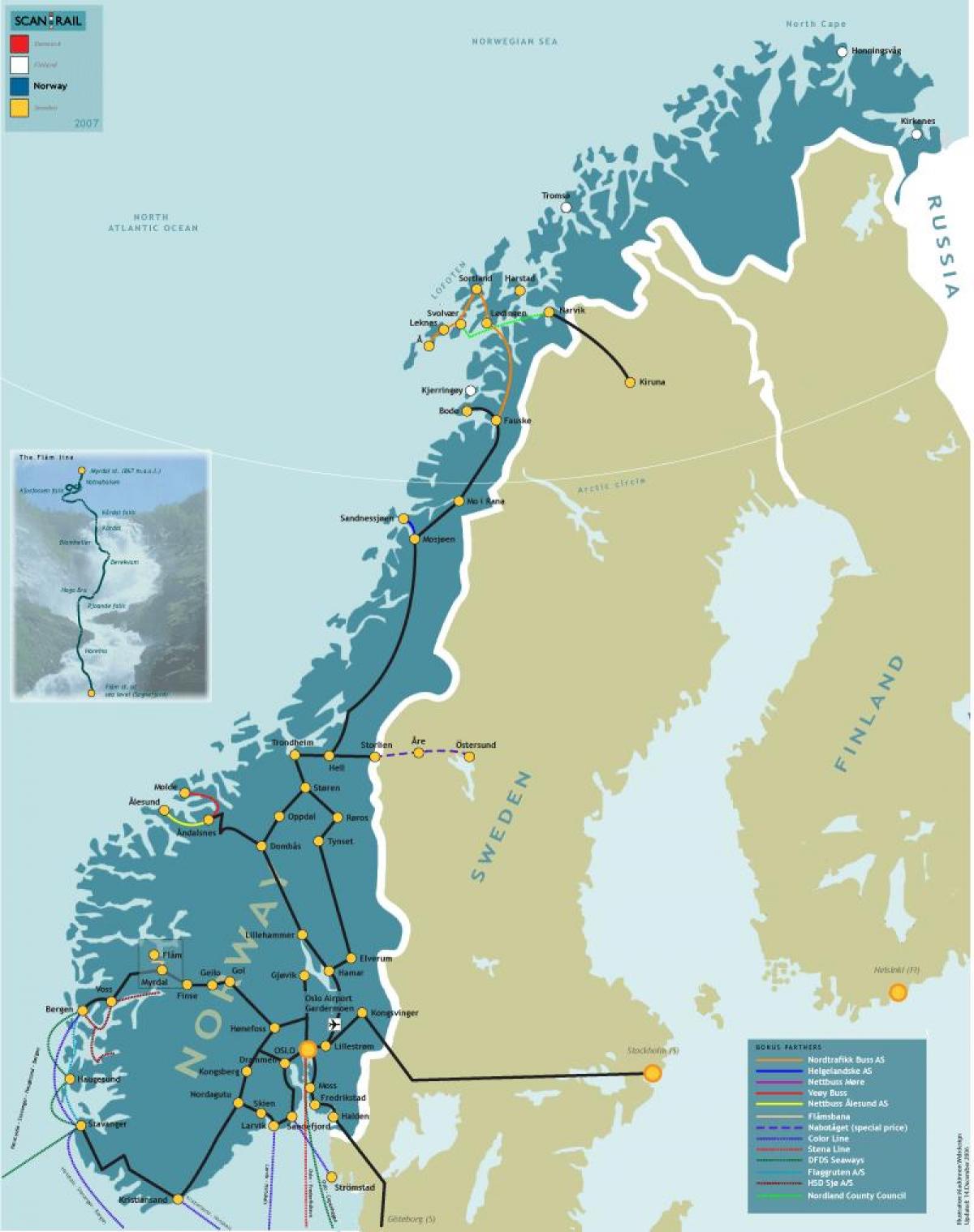 노르웨이의 철도 지도