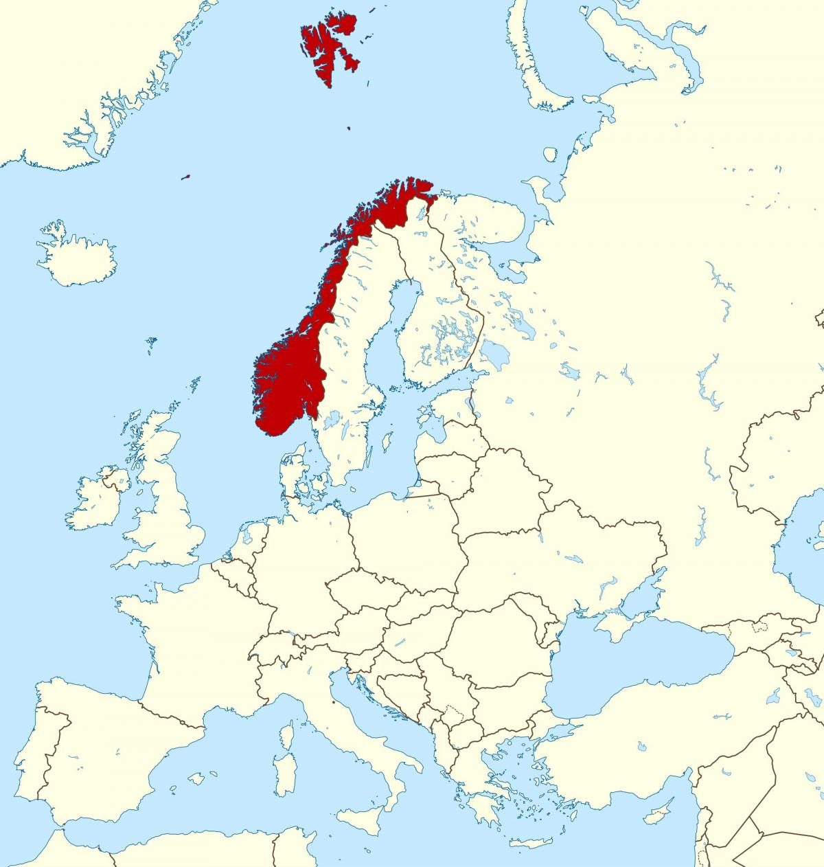 노르웨이의 지도와 유럽