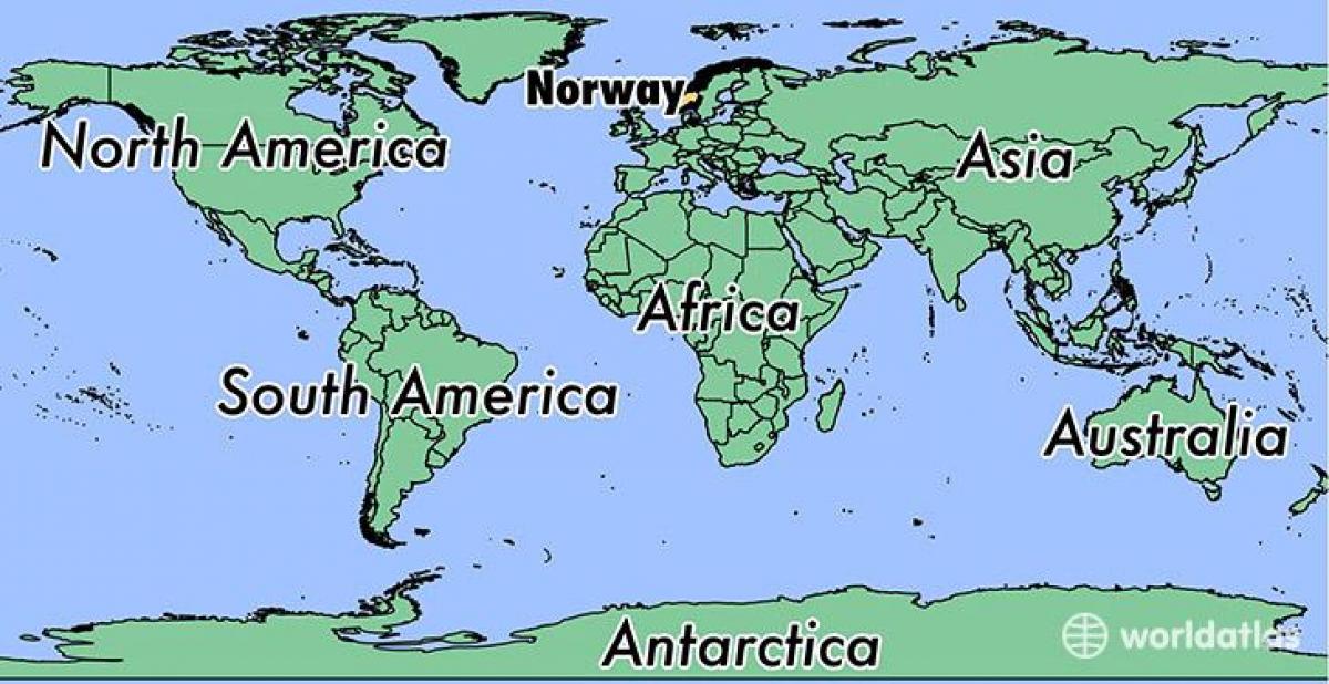 노르웨이의 지도 위에 세계 