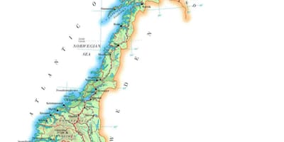 지도 노르웨이의 해발 고도