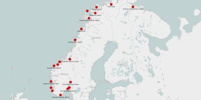 지도 노르웨이의 공항들