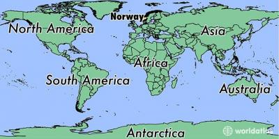 노르웨이의 지도 위에 세계 